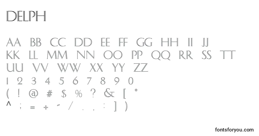 Шрифт Delph – алфавит, цифры, специальные символы