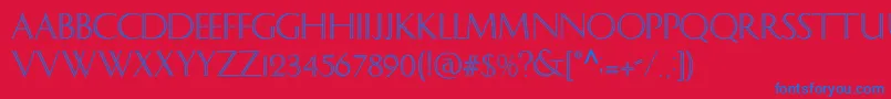 Delph-Schriftart – Blaue Schriften auf rotem Hintergrund