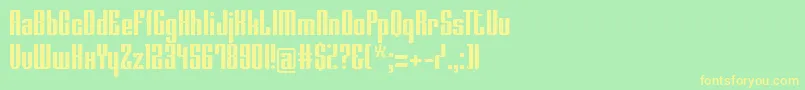 フォントNightTrain382 – 黄色の文字が緑の背景にあります