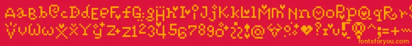 Pixelpoiiz-Schriftart – Orangefarbene Schriften auf rotem Hintergrund