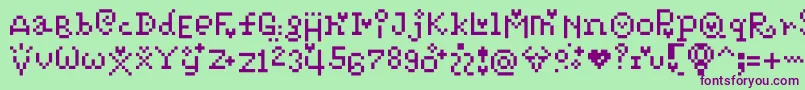 Pixelpoiiz-fontti – violetit fontit vihreällä taustalla