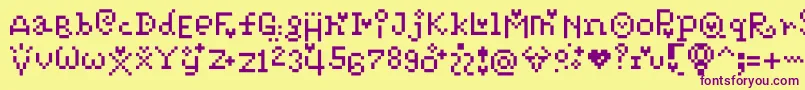 Czcionka Pixelpoiiz – fioletowe czcionki na żółtym tle