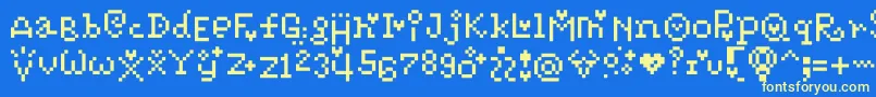 Pixelpoiiz-Schriftart – Gelbe Schriften auf blauem Hintergrund
