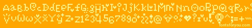 Pixelpoiiz-Schriftart – Gelbe Schriften auf orangefarbenem Hintergrund