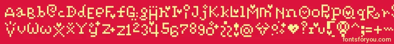 Pixelpoiiz-Schriftart – Gelbe Schriften auf rotem Hintergrund