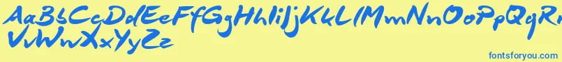 DeborstelBrushReduced Font – Blue Fonts on Yellow Background