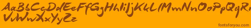 DeborstelBrushReduced-Schriftart – Braune Schriften auf orangefarbenem Hintergrund