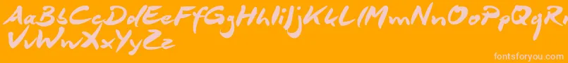 DeborstelBrushReduced-Schriftart – Rosa Schriften auf orangefarbenem Hintergrund