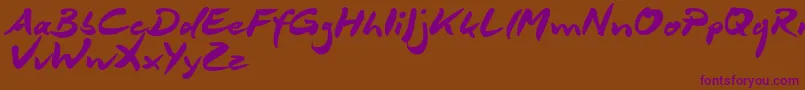 DeborstelBrushReduced-Schriftart – Violette Schriften auf braunem Hintergrund