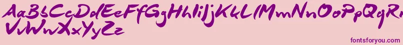 DeborstelBrushReduced Font – Purple Fonts on Pink Background