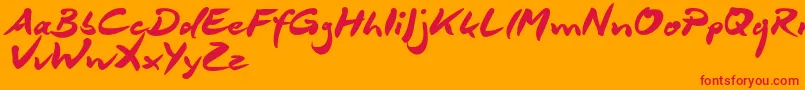 DeborstelBrushReduced Font – Red Fonts on Orange Background