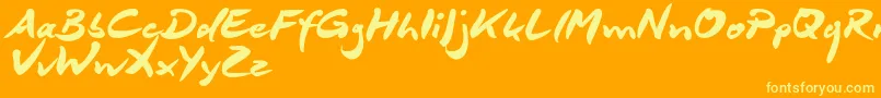 DeborstelBrushReduced Font – Yellow Fonts on Orange Background