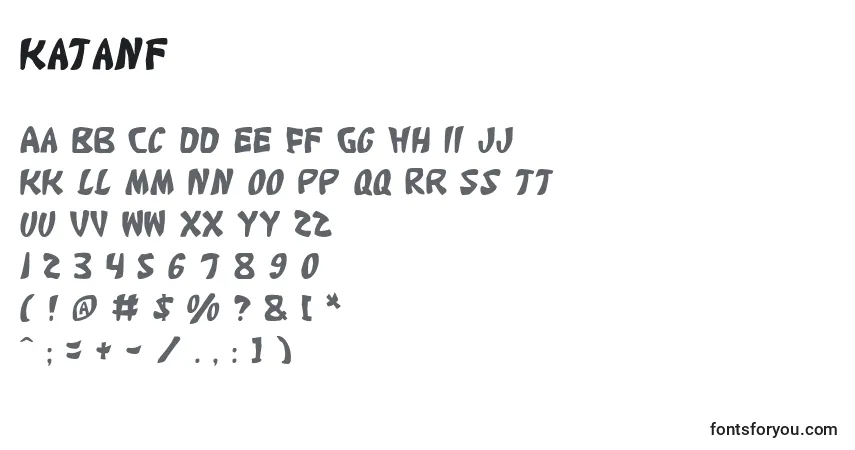 Schriftart Katanf – Alphabet, Zahlen, spezielle Symbole