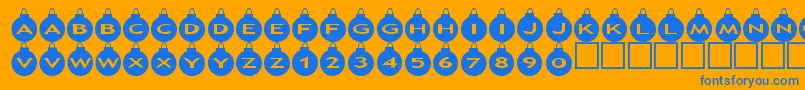 Asxmasballs-Schriftart – Blaue Schriften auf orangefarbenem Hintergrund