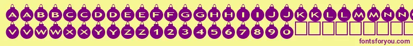 Asxmasballs-Schriftart – Violette Schriften auf gelbem Hintergrund