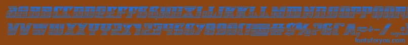Lifeforcechromeital-Schriftart – Blaue Schriften auf braunem Hintergrund