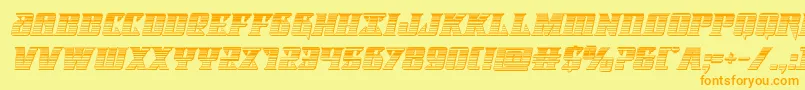 Lifeforcechromeital-Schriftart – Orangefarbene Schriften auf gelbem Hintergrund
