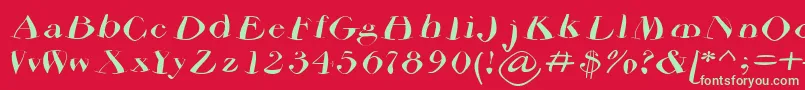 フォントAirdriedparmafont – 赤い背景に緑の文字