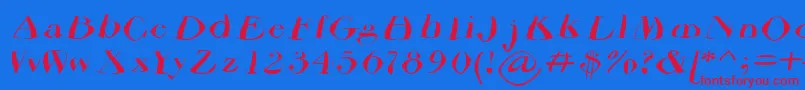フォントAirdriedparmafont – 赤い文字の青い背景