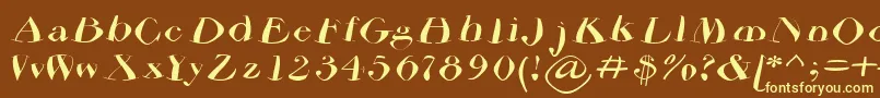 Airdriedparmafont-fontti – keltaiset fontit ruskealla taustalla
