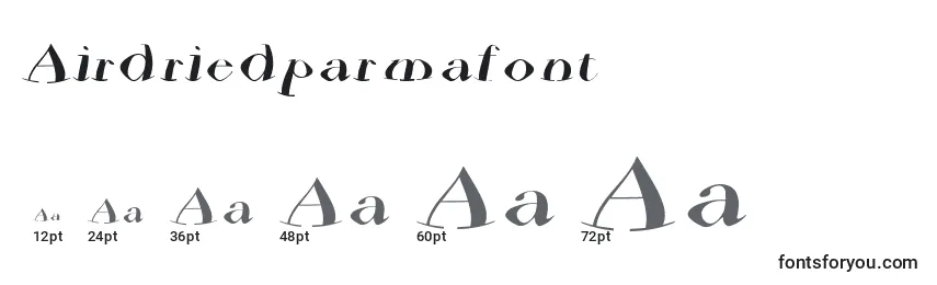 Размеры шрифта Airdriedparmafont