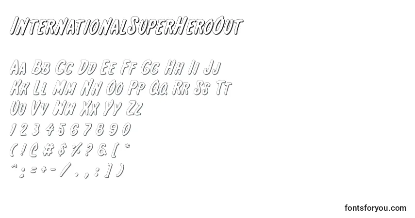 InternationalSuperHeroOut-fontti – aakkoset, numerot, erikoismerkit