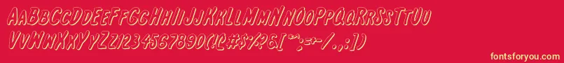 InternationalSuperHeroOut Font – Yellow Fonts on Red Background