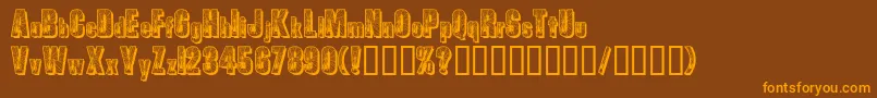 フォントSpiders – オレンジ色の文字が茶色の背景にあります。