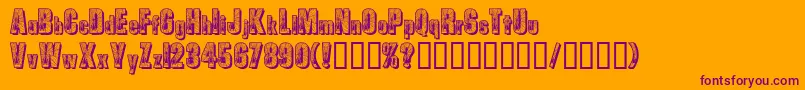 Spiders-Schriftart – Violette Schriften auf orangefarbenem Hintergrund