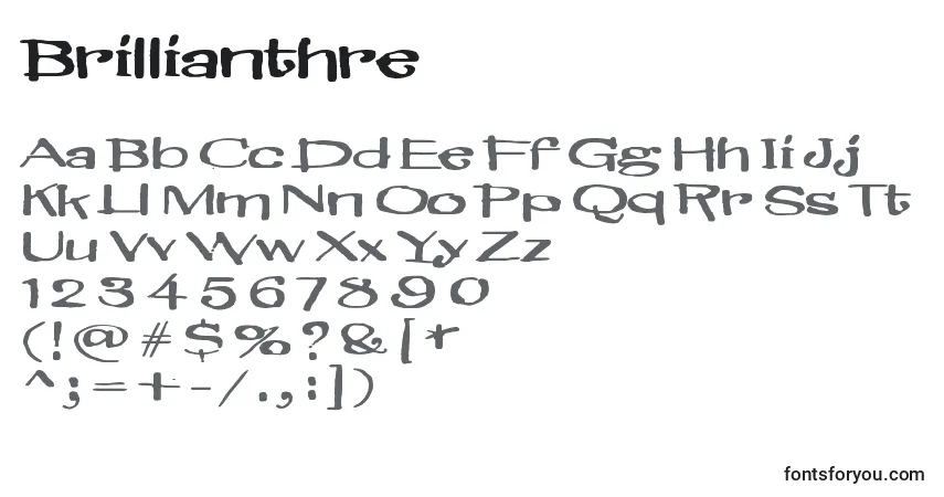 A fonte Brillianthre – alfabeto, números, caracteres especiais