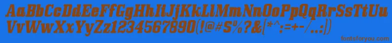 Bullpenitalic Font – Brown Fonts on Blue Background