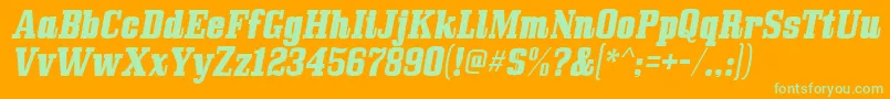 Шрифт Bullpenitalic – зелёные шрифты на оранжевом фоне