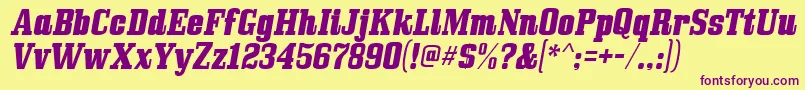Bullpenitalic Font – Purple Fonts on Yellow Background