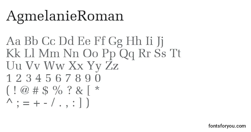 Czcionka AgmelanieRoman – alfabet, cyfry, specjalne znaki