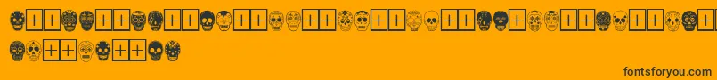 Fonte DiaDeLosMuertosLimitedFreeVersion – fontes pretas em um fundo laranja