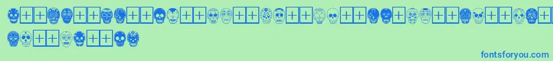 フォントDiaDeLosMuertosLimitedFreeVersion – 青い文字は緑の背景です。