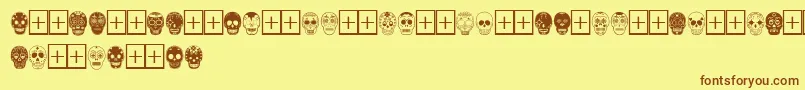 DiaDeLosMuertosLimitedFreeVersion-Schriftart – Braune Schriften auf gelbem Hintergrund