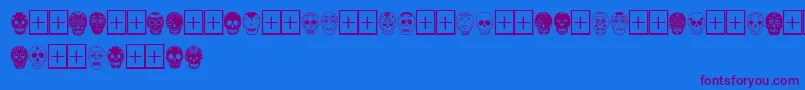 DiaDeLosMuertosLimitedFreeVersion-Schriftart – Violette Schriften auf blauem Hintergrund