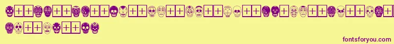 DiaDeLosMuertosLimitedFreeVersion-Schriftart – Violette Schriften auf gelbem Hintergrund