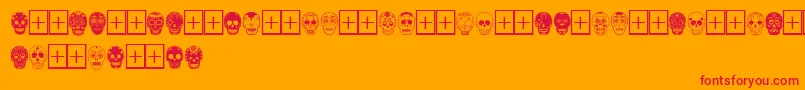 DiaDeLosMuertosLimitedFreeVersion-Schriftart – Rote Schriften auf orangefarbenem Hintergrund