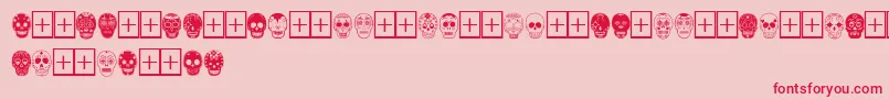 DiaDeLosMuertosLimitedFreeVersion-Schriftart – Rote Schriften auf rosa Hintergrund