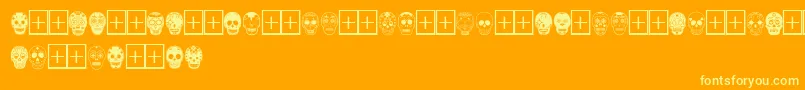 DiaDeLosMuertosLimitedFreeVersion-Schriftart – Gelbe Schriften auf orangefarbenem Hintergrund