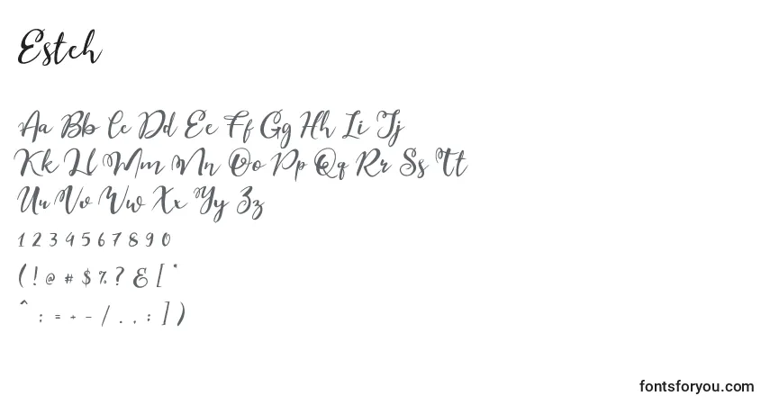 Шрифт Esteh – алфавит, цифры, специальные символы