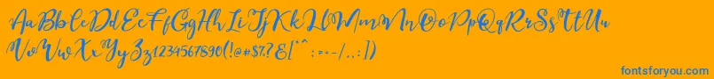 フォントEsteh – オレンジの背景に青い文字
