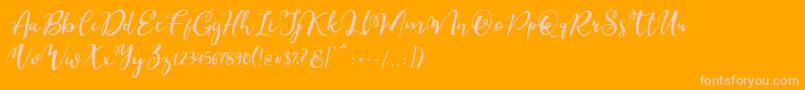Esteh-Schriftart – Rosa Schriften auf orangefarbenem Hintergrund