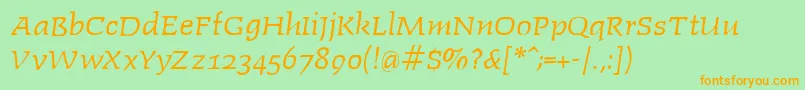 Faustitalic Font – Orange Fonts on Green Background