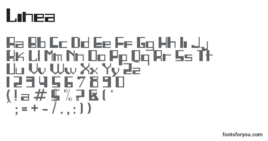 Schriftart Linea (78380) – Alphabet, Zahlen, spezielle Symbole
