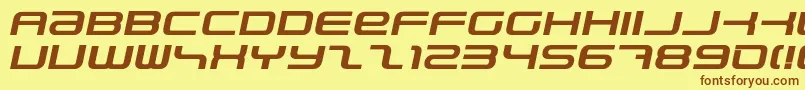 PhatboySlimBolditalic-Schriftart – Braune Schriften auf gelbem Hintergrund