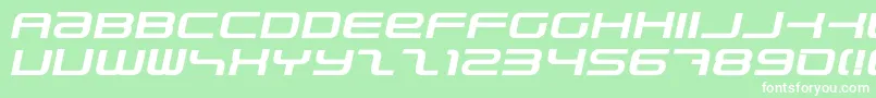 Fonte PhatboySlimBolditalic – fontes brancas em um fundo verde