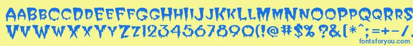 Bloodc Font – Blue Fonts on Yellow Background